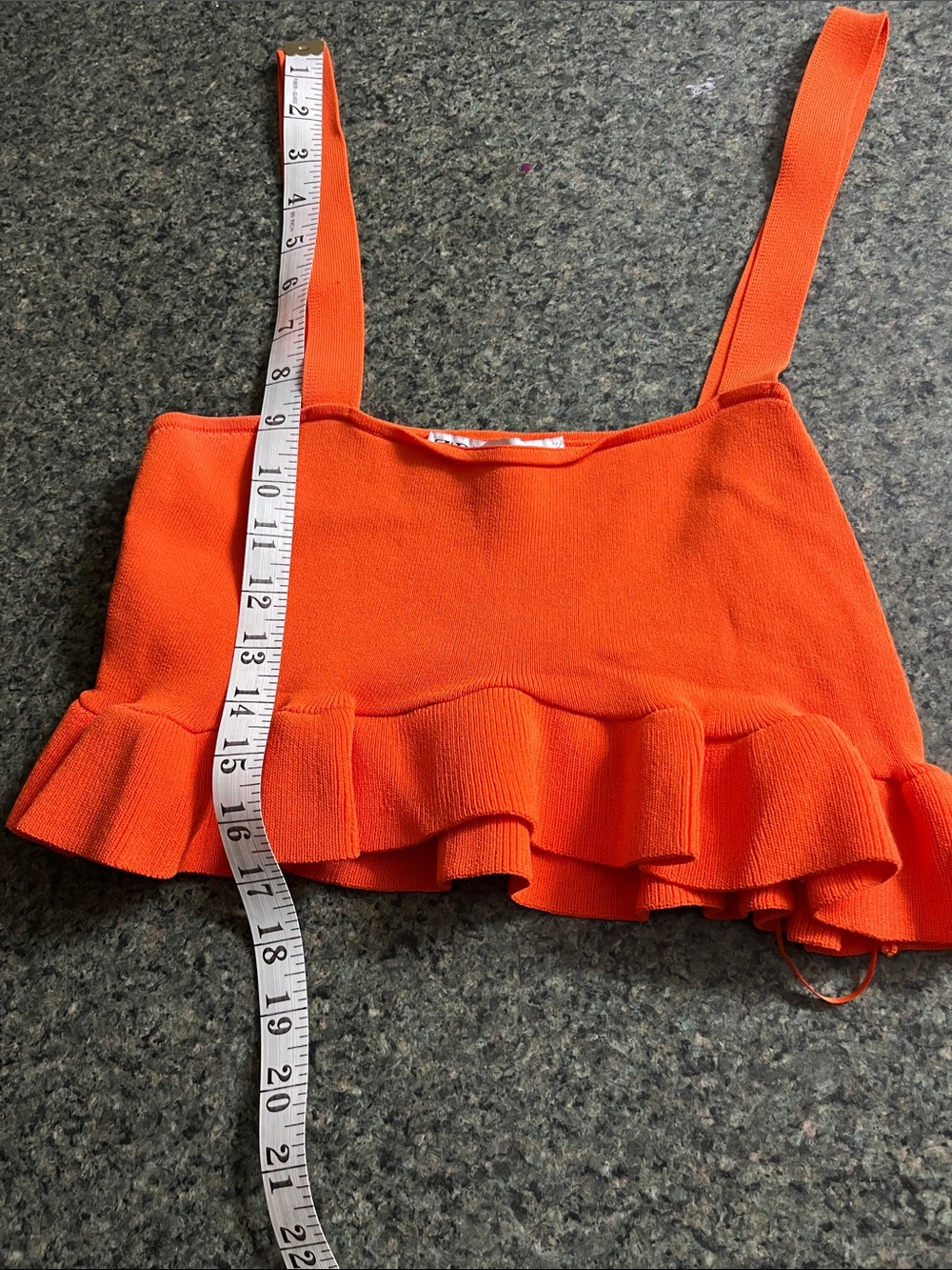 Zara Bright Orange Ruffled Crop Tank - Picture 2 of 3